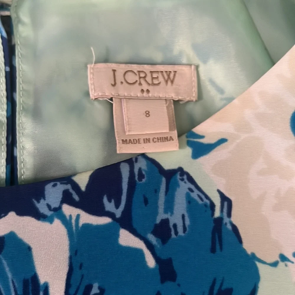 🌸EUC Jcrew Silk🌸 Mint Floral Mini dress. This is GORGEOUS! Size 8. - Picture 4 of 6